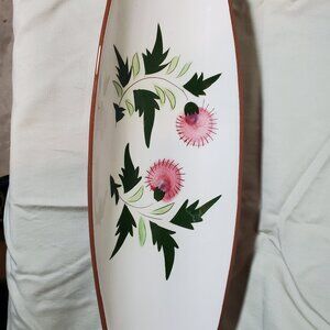 Stangl Pottery - Pink Thistle Footed Serving Dish 15" x 5" - Mid-century Modern